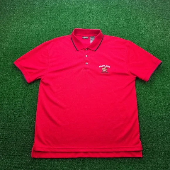 Maryland Terrapins Polo Shirt Mens XL Red Black Testudo Turtle Logo Active NCAA - Picture 1 of 7